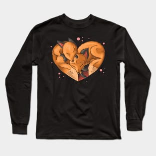 Fox Love For Women Girls Kids Heart Present Poses Cute Fox Long Sleeve T-Shirt